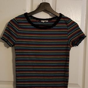 rainbow striped cropped T shirt